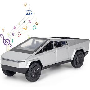 Cybertruck Toy Trucks for 3+Year Old Boys, Pull Back Pickup Truck Toys with Sound and Light, Alloy Diecast Pickup Trailer Model, Diecast Model Car Toy Truck and Trailer for Boys Adults Birthday Gifts