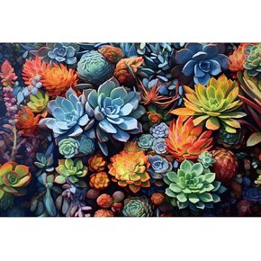 Puzzle for Adults 500 Pieces-Succulents Jigsaw Puzzle Highlights The Multitude of Color in The World of Succulents-Thick, Sturdy Pieces Challenging Family Activity Great Gift Idea,20.5 x 15 in