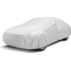 Hyvek Car Cover for Automobiles, All Weather Waterproof Outdoor Full Covers, Breathable and UV Protection, Ventilation Window and Door Zipper, Fit SUV up 230", White