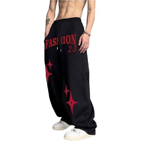 SHENHE Men's Y2k Graphic Sweatpants Star Print Low Rise Wide Leg Sweatpants Trousers