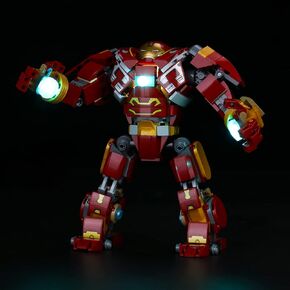 مجموعة إضاءة LED VONADO متوافقة مع Lego The Hulkbuster 76247، إضاءة DIY متوافقة مع Hulkbuster Lego The Battle of Wakanda (بدون نموذج Lego، ضوء فقط)