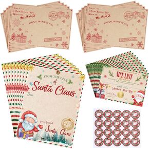 10 Sets Christmas Official Letter from Santa Nice List Certificate for Kids Christmas Gift North Pole Letter for Mailbox Christmas Party Decorations Xmas Santa Greetings Cards (Vibrant Style)