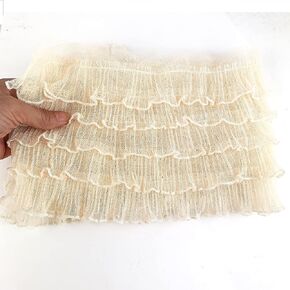 1Meter Yellow Luxury 5 Layers 3D Voile Lace Chiffon Ruffle Trim Ribbon for Clothing Sewing DIY Craft 7Inch Inch 2.yellow