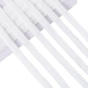 GORGECRAFT 15 Yards Elastic Lace Trim 12mm Wide White Stretch Edge Lingerie Edging Trimming Webbing Crocheted Lace Cord Ribbon for DIY Sewing Crafts Garment Choker Gift Wrapping Supplies