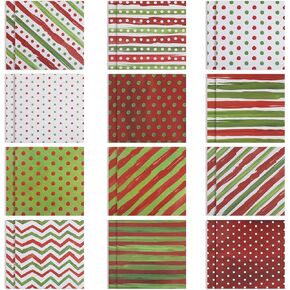 24 Sheets Christmas Pattern Paper, 11.81x11.81 Inch Double-Sided Xmas Craft Paper Red Green Textured Scrapbook Paper for Scrapbook Cards Making (12 Designs)