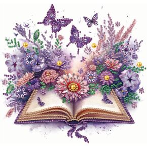 Acudotr Diamond Painting Kits for Adults Book, 5D Special Shape Diamond Art Kits for Beginners, Crystal Rhinestones Diamond Painting for Home Wall Decoration, Flower, 12×12 Inch