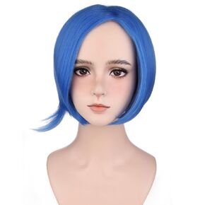 MAGQOO Blue Wig for Women Men Blue Cosplay Wig Short Blue Straight Anime Costume Wigs for Halloween Party Costume