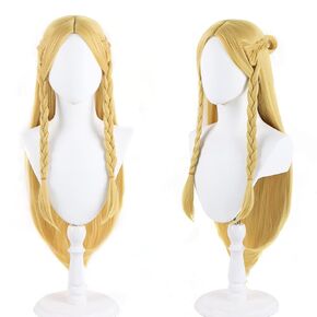 Marcille Donato Cosplay Wig Blonde Long Straight Anime Wig with Twin Braids for Women's Parties and Halloween.