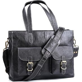 Handmade World Leather Laptop Mens Briefcase Tote Bag 'The Modernist' Fits 15 Inch Computer Messenger Shoulder Crossbody For Business Travel Office