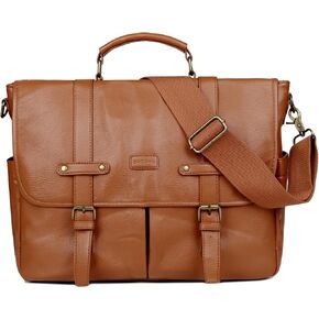 Vegan Leather 15.6 inch Laptop Bag Messenger Bag Briefcase Vintage Crossbody Shoulder Bag for Men and Women YL-01