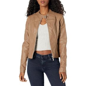 سترة JOUJOU النسائية من الجلد النباتي، ملابس أنيقة، أزياء فاخرة in Kuwait