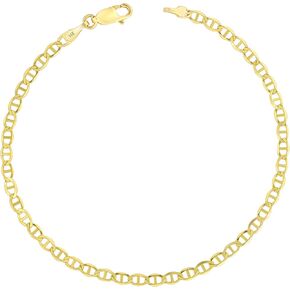 Nuragold 14k Yellow Gold Solid 4mm Anchor Mariner Link Chain Bracelet, Mens Womens Jewelry 7" 7.5" 8" 8.5" 9"