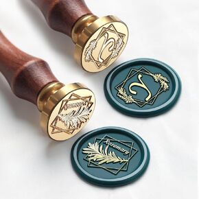 Letter K Wax Seal Stamp Rosemary Initial K Wax Stamp and Rosemary Wax Stamp,2pcs Value Pack Wax Seal Kit with Vintage Rosewood Handle Decorative Gift for Wedding Art Invitations Christmas