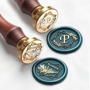 Letter K Wax Seal Stamp Rosemary Initial K Wax Stamp and Rosemary Wax Stamp,2pcs Value Pack Wax Seal Kit with Vintage Rosewood Handle Decorative Gift for Wedding Art Invitations Christmas