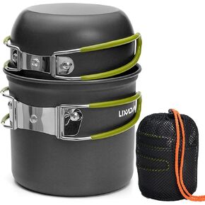 LIXADA Camping Cookware Set Portable Camping Mess Kit Cooking Set Camping Cooking Set Outdoor with Stove Spoon Fork Cutter for Picnic Hiking Backpacking Travel