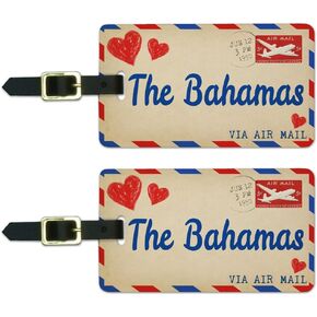 Graphics & More Air Mail Postcard Love for the Bahamas Luggage Suitcase Id Tags, White