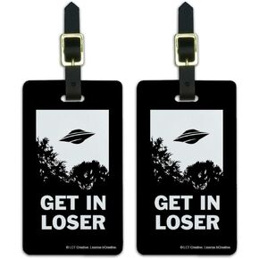 Get in Loser UFO Alien Abduction Funny Luggage ID Tags Cards Set of 2