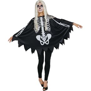 Halloween Adult Skeleton Poncho, Skeleton Halloween Costumes for Women, Ideal for Halloween Parties