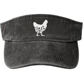 Women's Floral Chicken Sport Sun Visor Hat Adjustable Empty Top Baseball Cap for Men Women
