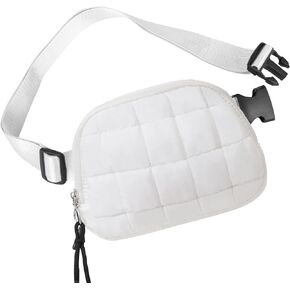 Quilted Puffer Belt Bag, Everywhere Waist Fanny Packs, Lightweight Crossbody Bag with Adjustable Strap, Black