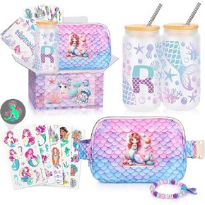 The Little Mermaid 4 5 6 7 8 9 10 11 12 13 Year Old Sweet Teen Girl Christmas Birthday Gifts, Gift for Beautiful Teen Girls Initial J Mermaid Decorations Favors Fanny Pack Crossbody Belt Bag
