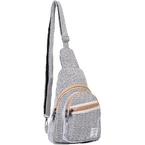 THE COLLECTION ROYAL Himalayan Hemp Cotton Crossbody Hippie Boho Sling Chest Backpack Purse Bag Fanny Pack for Men and Women