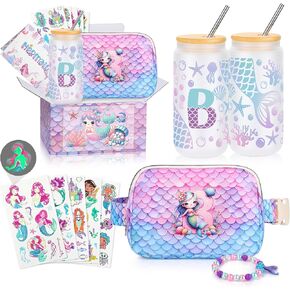 The Little Mermaid 4 5 6 7 8 9 10 11 12 13 Year Old Sweet Teen Girl Christmas Birthday Gifts, Gift for Beautiful Teen Girls Initial J Mermaid Decorations Favors Fanny Pack Crossbody Belt Bag