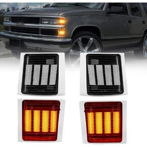 4 Pack LED Front Corner Light Side Marker Turn Signal Light for Chevy C/K Series 1500 2500 3500 Chevy Tahoe/Chevy Suburban/Chevrolet Silverado 1994-1998 Pickup Truck