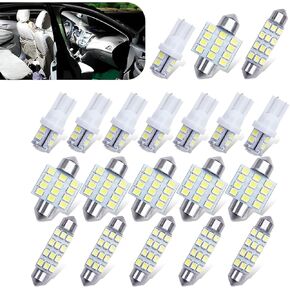 20 PCS Car LED Interior Lighting Bulb Kit, T10 31mm 42mm 6000K Instant Start Width Light License Plate Light, Plug and Play Non-destructive Installation Bulb, Universal for Cars (White)