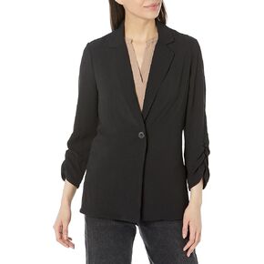 Adrianna Papell Women's Tall Size Ruched 3/4 Sleeve One Button Notch Blazer