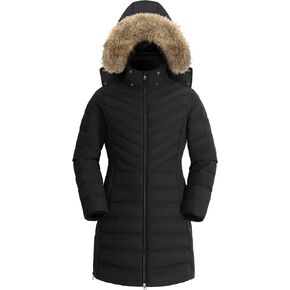 Pioneer Camp Women's Winter Coats Warm Thicken Long Puffer Jacket Waterproof Quilted Parka with Removable Faux Fur Hood