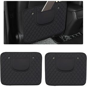 2 Pack Car Kick Mats, Backseat Protector Seat Covers for Kids Feet, Waterproof Leather Seat Back Protective Cover with Storage Bag, Universal Auto Interior Accessories (Black)