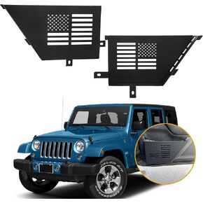 Metal Front Door Storage Pockets for 2008-2018 Jeep Wrangler JK 2/4 Door, Stainless Steel Front Door Side Insert Organizer Box Organizer Box, Black, 2PCS