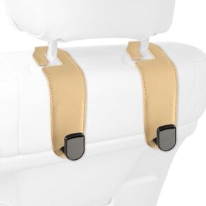 2pcs Car Seat Back Hook, Leather Car Seat Hooks Car Headrest Hook Auto Seat Hook Hangers Storage Organizer Car Inside Accessories for Purse Umbrellas Handbag (Black)