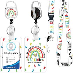 ID Badge Holder with Lanyard Mental Health Matters Lanyards for ID Badges Retractable Badge Reel with Swivel Belt Clip Breakaway Lanyard Name Card Tag Vertical ID Protector Badge Clip Teacher Nurse