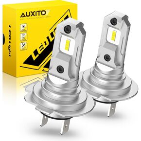 AUXITO Upgraded 2025 H7 h7ll LED Light Bulbs, 6500K White Super Bright, 1:1 Halogen Size, W/CSP Chips H7 Fog Lights, No Adapter Required, 5-Min Easy Installation, Non-polarity, Pack of 2
