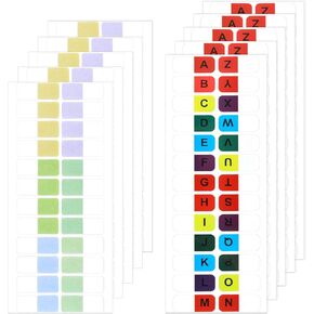 390pcs Alphabet Stickers, 15 Sheets White Tabs for Notebooks, A to Z 26 Letters Alphabet Tabs for Dictionary, Notes, File