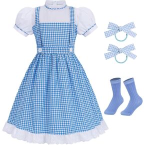 Adult Blue White Dress for Princess Costume Women Girls Cute Dress for Role Cosplay Birthday Party Halloween
