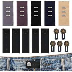 cobee 15PCS Pants Waist Extenders 3 Styles, No Sewing Waistband Button Extenders Adjustable Elastic Jean Waist Extender Pant Waistband Expander for Women Men Jeans Skirts Trousers Collars Supplies