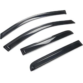 IKON MOTORSPORTS, Window Visors Compatible with 2004-2015 Nissan Titan Crew Cab, Smoke Sun Rain Guard