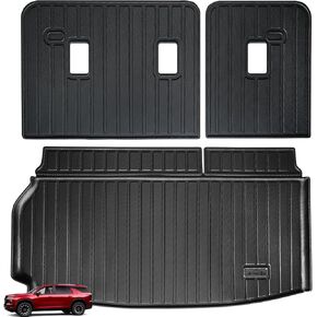 Large Trunk Mat for All-New 2024 Chevrolet Traverse with Backrest Protection,TPE All Weather Protection Car Cargo Liners Accessory Covering The backrest Custom Fit for 2024 Chevy Traverse