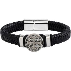 Braided Leather Bracelet for Men Viking Cuff Bangle with Clasp Celtic Jewelry of Talisman