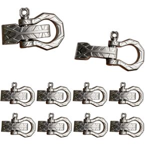 10 set Bow Shackles Screw Pin Anchor Shackle Adjustable D Shackles Buckles for Paracord Bracelet Belt(Silver)