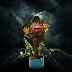 Horror Piranha Flower Garden Statue, Cannibal Plant Figurines Flower Sculpture Halloween Scary Props for Indoor Outdoor Home Decor Patio Lawn Yard Ornaments Room Theme Party(Excluding flower pots)