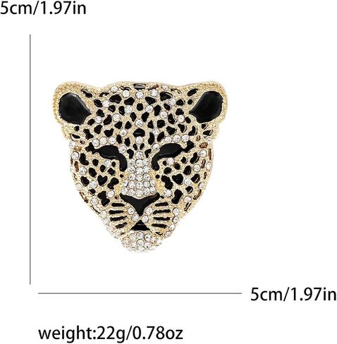 Rheinstone Leopard Brooch Vintage Black Enamel Spotted Leopard Head Brooch Pin Gold Silver Black Leopard Brooch Trendy Clothing Hat Bag Accessories Christmas Birthday Party Jewelry in Kuwait