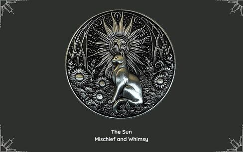The Sun by Mischief and Whimsy - دبوس مينا التارو الغامض للقطط - دبوس طية صدر مزخرف مقاس 1.5 سم للسترات وحقائب الظهر وهواة الجمع in Saudi Arabia