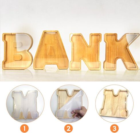 ANOTION 9" Large Piggy Bank for Kids, Wooden Letter Coin Bank for Boys Girls, Personalized Money Saving Bank Gifts for Birthday, Christmas (G) in Saudi Arabia