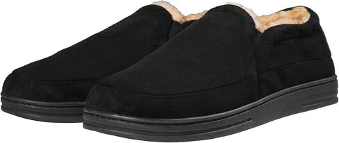 Weatherproof Microsuede House Shoes Mens Slippers - Twin Gore Design, Indoor and Outdoor Classic Men's Slippers, Cozy Faux Fur Lining Slip-On House Slippers for Men with Non-Slip Rubber Sole in Saudi Arabia