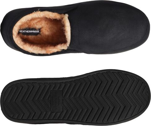 Weatherproof Microsuede House Shoes Mens Slippers - Twin Gore Design, Indoor and Outdoor Classic Men's Slippers, Cozy Faux Fur Lining Slip-On House Slippers for Men with Non-Slip Rubber Sole in Saudi Arabia