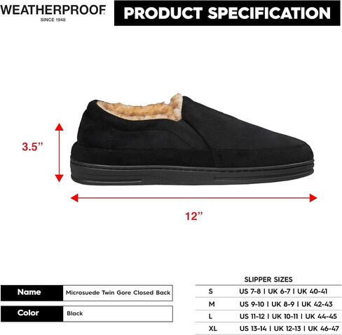 Weatherproof Microsuede House Shoes Mens Slippers - Twin Gore Design, Indoor and Outdoor Classic Men's Slippers, Cozy Faux Fur Lining Slip-On House Slippers for Men with Non-Slip Rubber Sole in Saudi Arabia